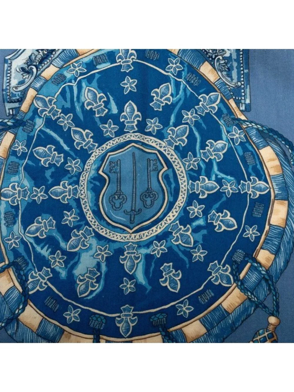 ★SOLD★ Hermes Carre Geant 140 les Cles the Keys Rare Key Scarf Light Blue - Picture 3 of 7